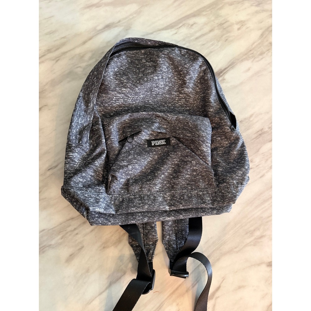 Victoria's Secret PINK Backpack Charcoal Grey Heathered Marl School Bag 15x13